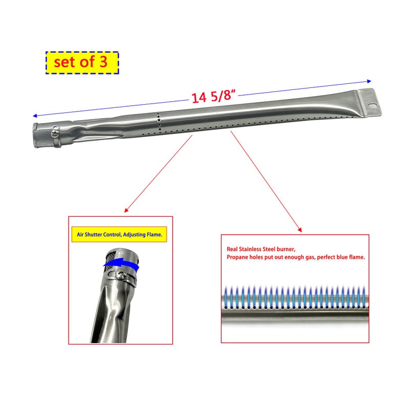 Direct Store Parts Kit DG255 Replacement for Sunbeam,Nexgrill,Grill Master 720-0737 720-0697 Gas Grill Repair Kit (3-Pack) Stainless Steel Burners & Porcelain Steel Heat Plates - Image 3